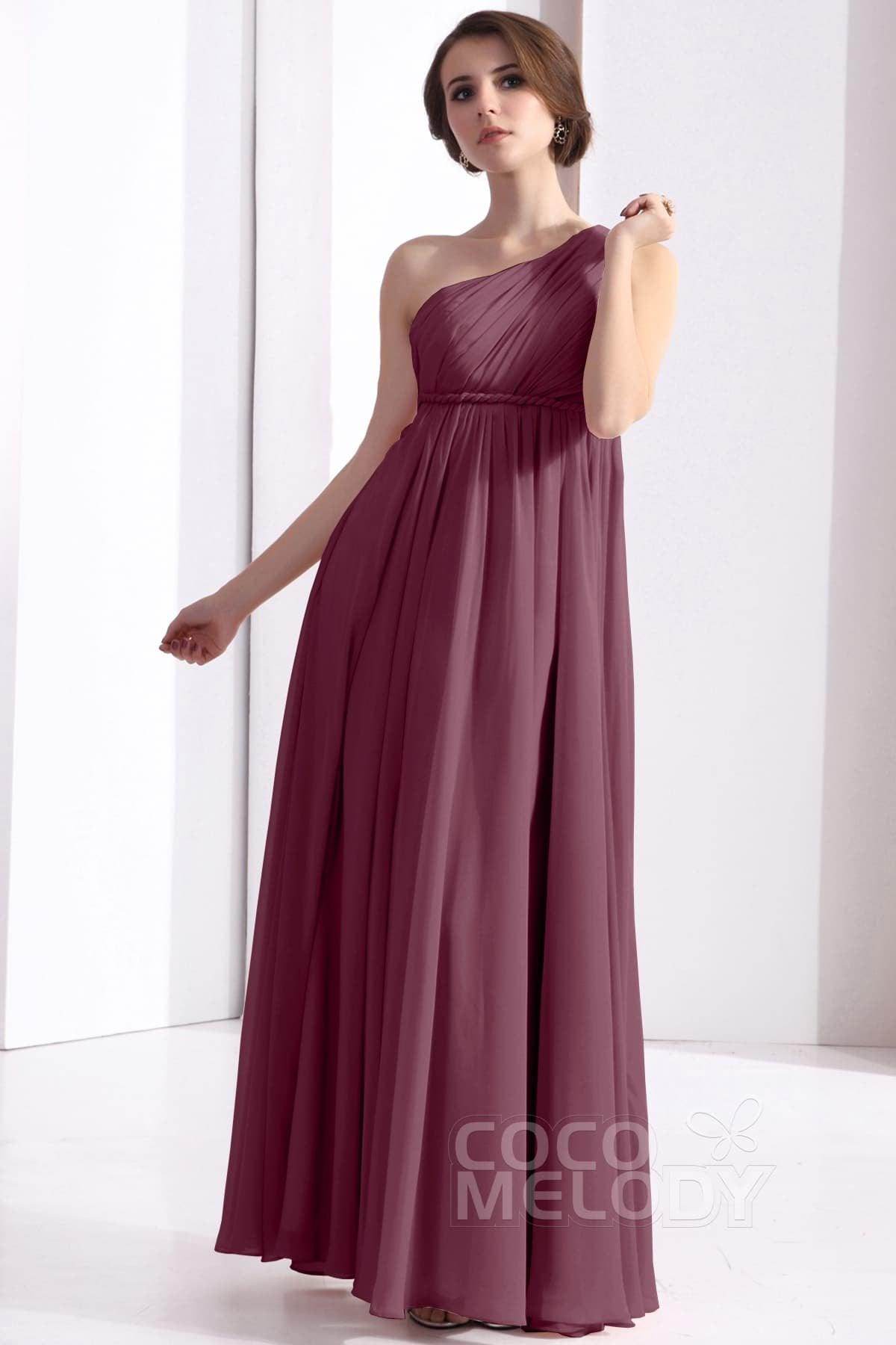 Sheath Floor Length Chiffon Bridesmaid Dress COSF1300D - COCOMELODY